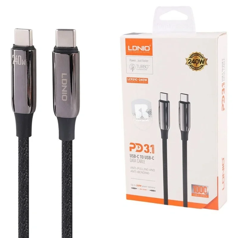 کابل تبدیل  USB-C به USB-C الدینیو مدل LC921C 240W طول 1 متر