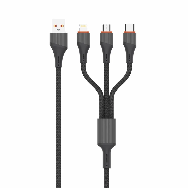 کابل تبدیل USB به USB-C / MICROUSB / لایتنینگ الدینیو مدل LC96u طول 1.2 متر