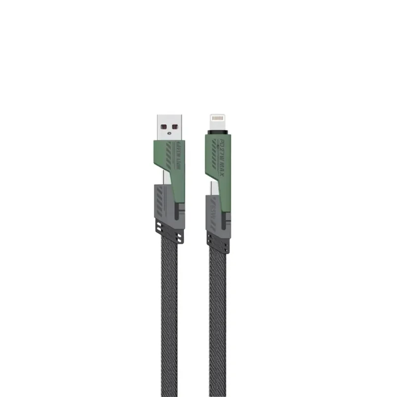 کابل تبدیل USB/USB-C به USB-C/لایتنینگ گرین لاین مدل 2 in 2 Braided
