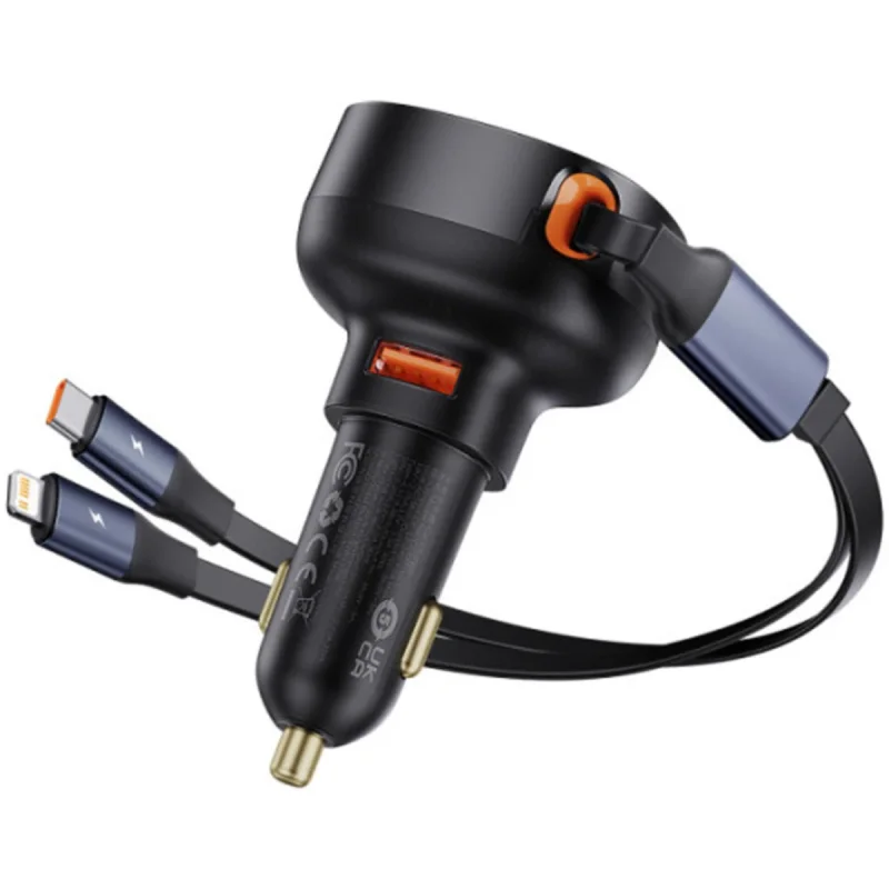 شارژر فندکی 60 وات بیسوس مدل CCTXP-UCL به همراه کابل لایتنینگ و USB-C