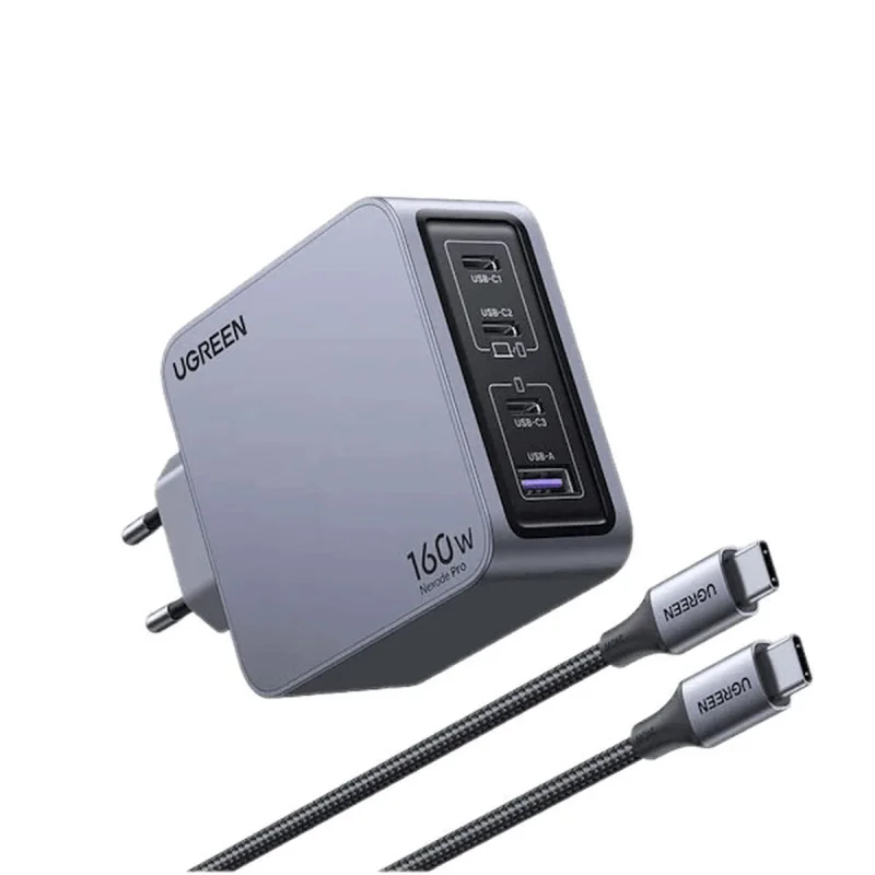 شارژر دیواری 160 وات یوگرین مدل X763-25877 به همراه کابل تبدیل USB-C
