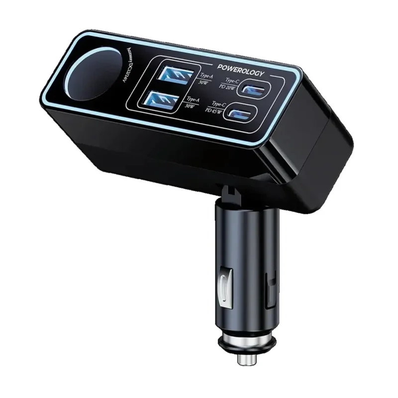 شارژر فندکی 125 وات 5 پورت پاورولوجی مدل Brio 125W PWDA58BK