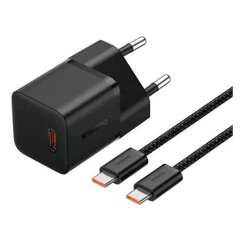 شارژر دیواری 20 وات بیسوس مدل GAN5 mini به همراه کابل تبدیل usb-c