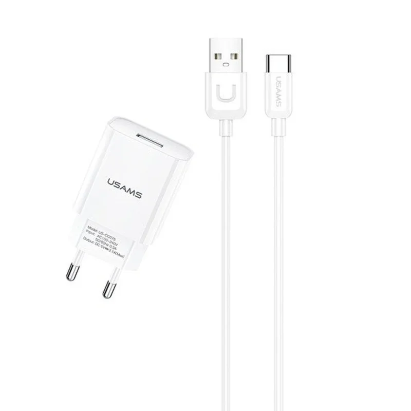 شارژر دیواری یوسمز مدل T21 به همراه کابل تبدیل usb-C