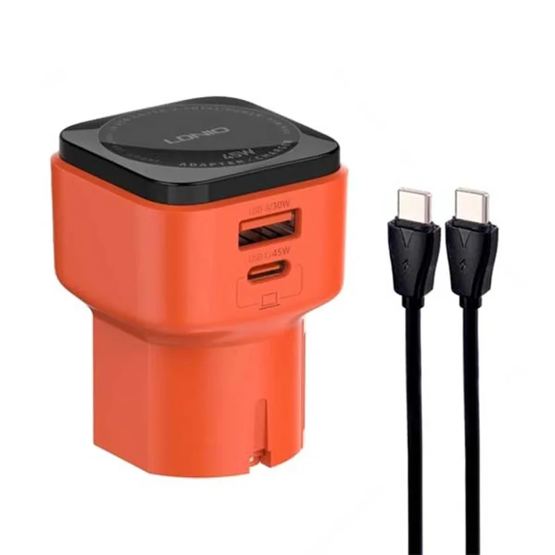 شارژر دیواری 45 وات 2 پورت الدینیو مدل Q2420 به همراه کابل USB-C