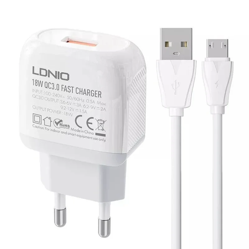 شارژر دیواری 18وات الدینیو مدل A1307Q به همراه کابل USB-C