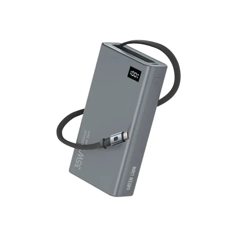 پاوربانک 35 وات گرین لاین مدل RETRACTABLE 35W ظرفیت 20000 میلی‌آمپرساعت