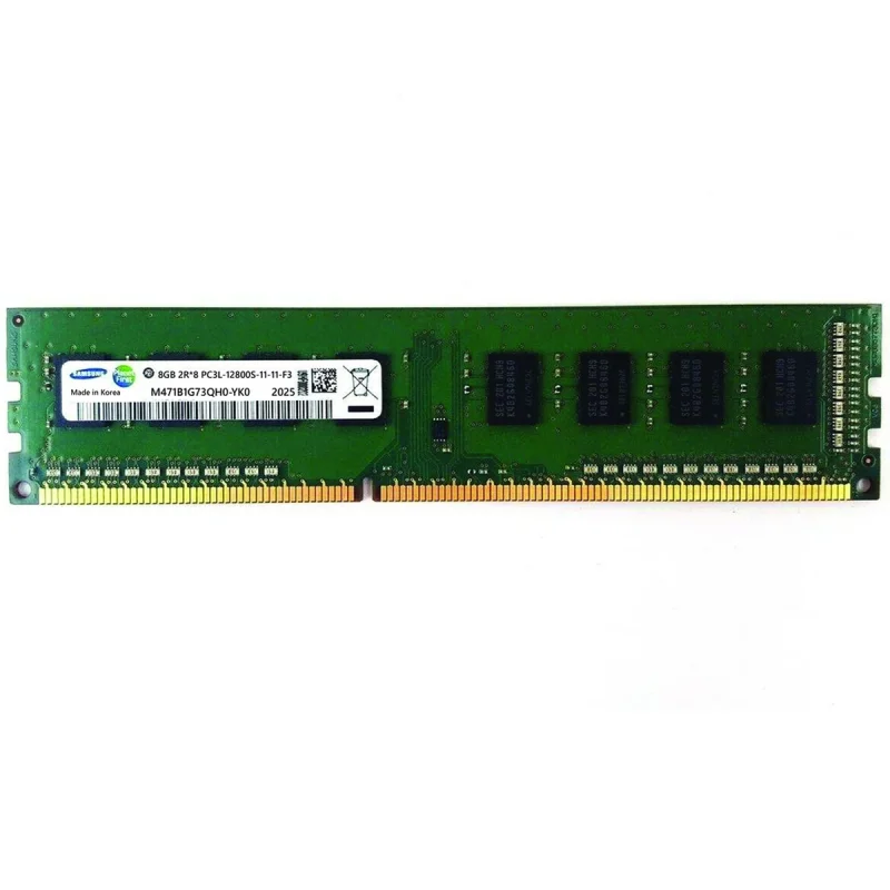رم کامپیوتر DDR3 تک کاناله 8 گیگابایت سامسونگ مدل PC3L با فرکانس 1600 مگاهرتز، تایمینگ CL11 و ولتاژ کاری 1.35 ولت