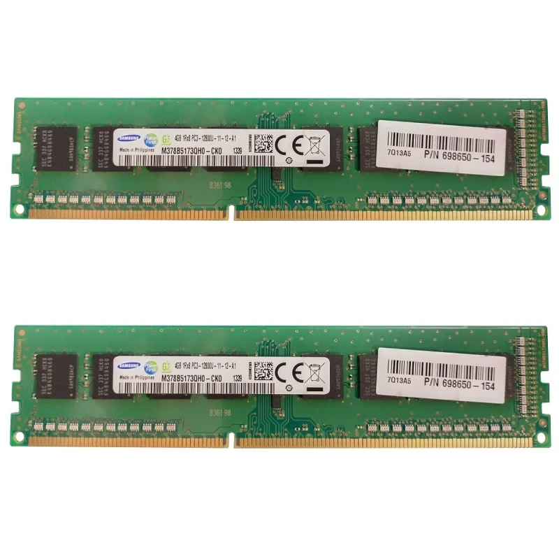 رم کامپیوتر سامسونگ مدل PC3-12800U DDR3 دو ماژوله 8 گیگابایت 1600 مگاهرتز تک کاناله تایمینگ CL11 نوع DIMM با 240 پین