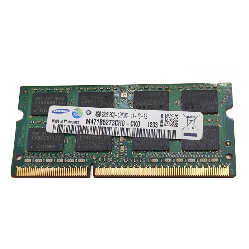 رم لپ‌تاپ DDR3 تک کاناله سامسونگ مدل PC3-12800s ظرفیت 4 گیگابایت تایمینگ CL11 ولتاژ 1.5 ولت SO-DIMM