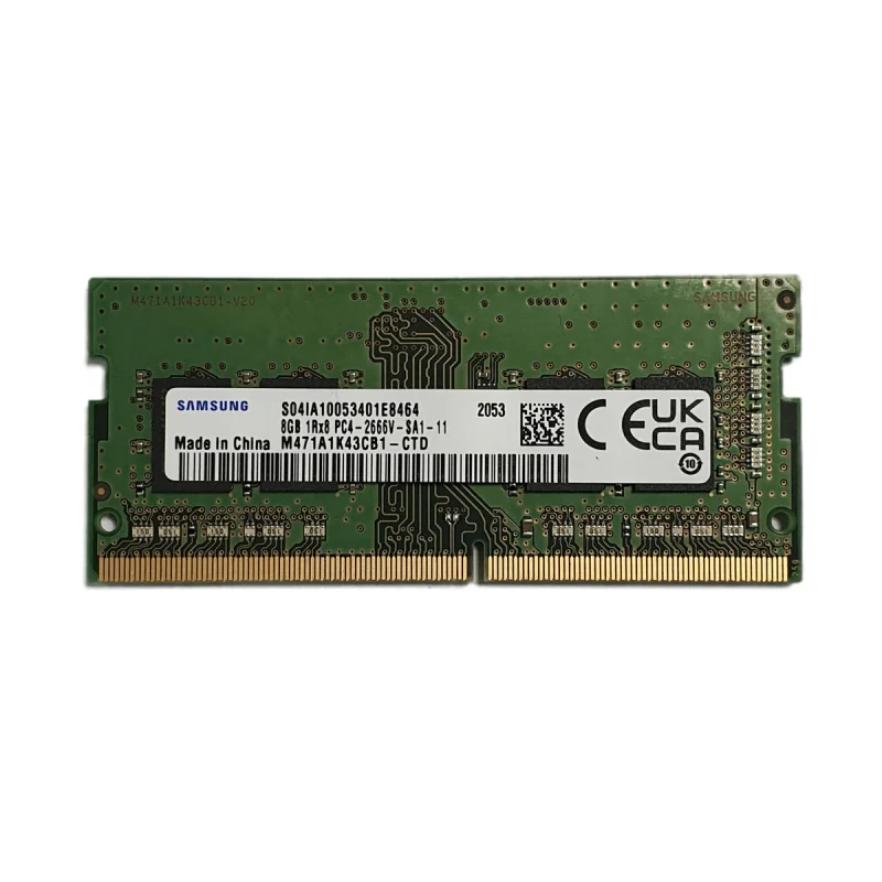 رم لپ‌تاپ سامسونگ مدل PC4 DDR4 ظرفیت 8 گیگابایت تک کاناله فرکانس 2666 مگاهرتز تایمینگ CL11 ولتاژ کاری 1.2 ولت نوع ماژول SO-DIMM