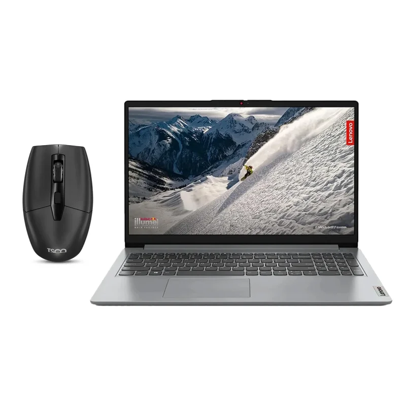 لپ تاپ 15.6 اینچی لنوو مدل IdeaPad 1 15AMN7-Athlon Silver 7120U-8GB LPDDR5-256GB SSD-TN به همراه ماوس بی سیم تسکو مدل TM 791W