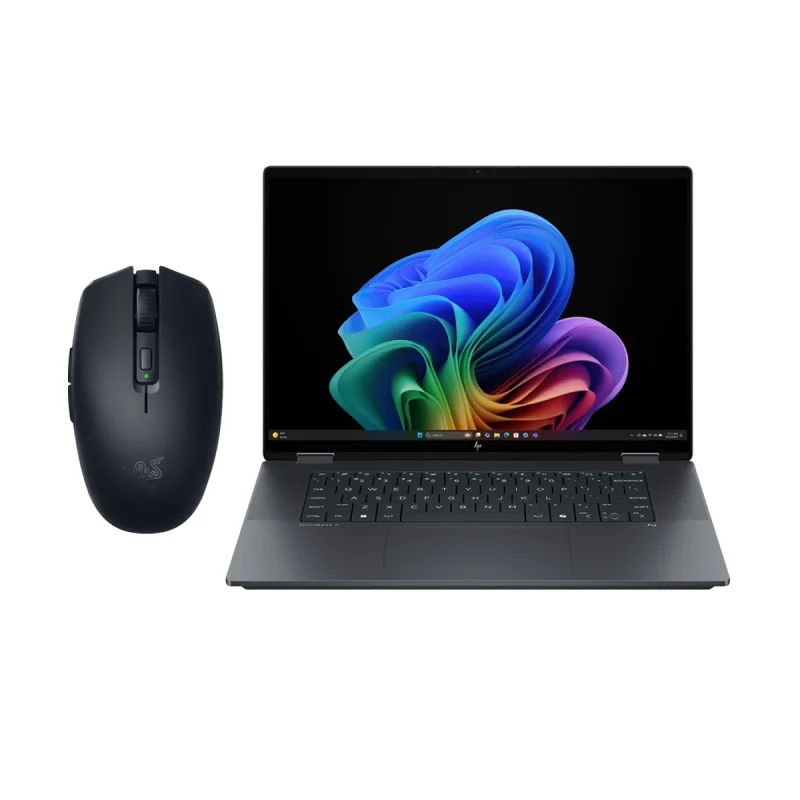 لپ تاپ 16 اینچی اچ‌ پی مدل OmniBook X 16-aw0033dx-Core Ultra 7 255H-RTX4050 6GB-32GB DDR5 5600MHz-2TB SSD-OLED-Touch-Backlit-W به همراه موس بی سیم مخصوص بازی ریزر مدل orochi v2