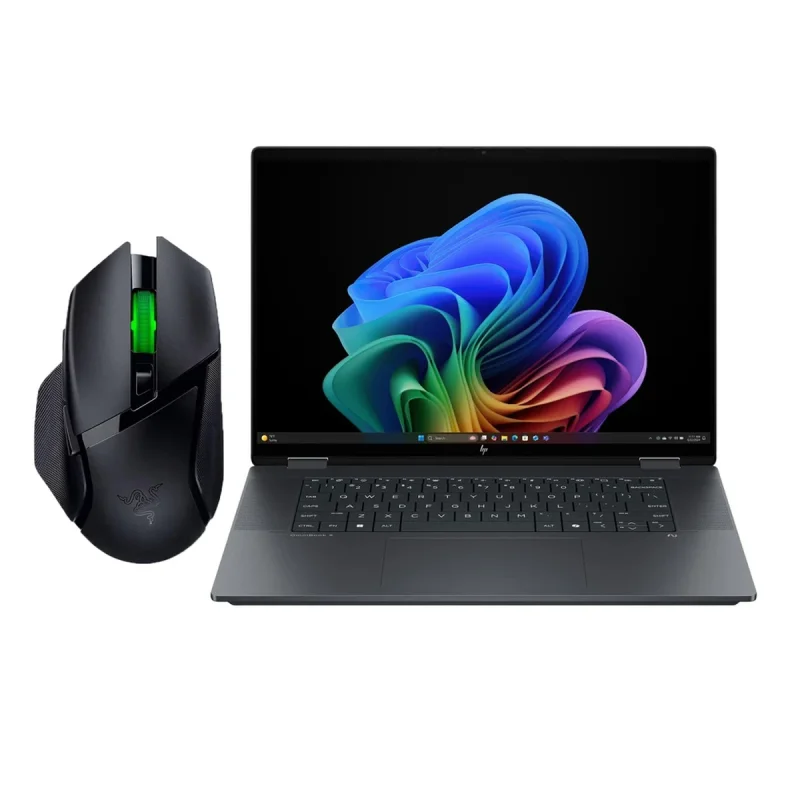 لپ تاپ 16 اینچی اچ‌ پی مدل OmniBook X 16-aw0033dx-Core Ultra 7 255H-RTX4050 6GB-32GB DDR5 5600MHz-2TB SSD-OLED-Touch-Backlit-W  به همراه ماوس بی سیم مخصوص بازی ریزر مدل Basilisk V3 X HyperSpeed