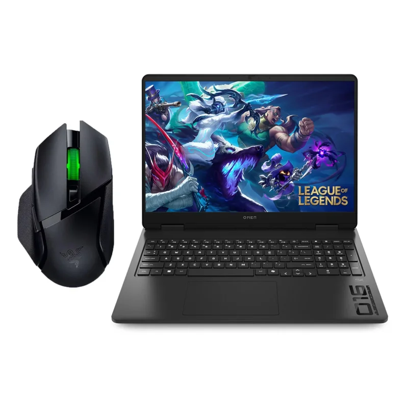 لپ تاپ 16 اینچی اچ‌ پی مدل OMEN Slim 16-an0075cl-Core Ultra 9 285H-RTX5070 8GB-32GB DDR5 5600MHz-1TB SSD-FHD+ 144Hz-W به همراه به همراه ماوس بی سیم مخصوص بازی ریزر مدل Basilisk V3 X HyperSpeed