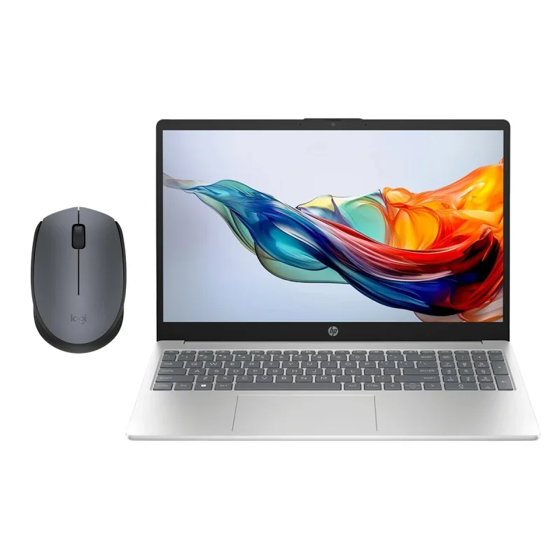 لپ تاپ 15.6 اینچی اچ‌ پی مدل fc0047nq15-Ryzen 3 7320U-8GB LPDDR5 5500MHz-512GB SSD به همراه ماوس بی‌ سیم لاجیتک مدل M170