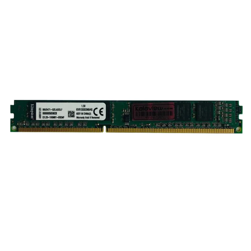 رم دسکتاپ کینگستون DDR3 تک کاناله 4 گیگابایت مدل PC3-10600 فرکانس 1333 مگاهرتز تایمینگ CL9 ولتاژ کاری 1.5 ولت نوع ماژول U-DIMM