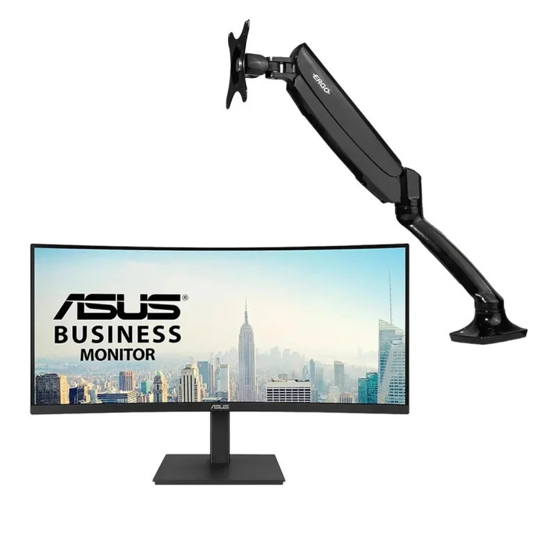 مانیتور ایسوس مدل VA34VCPN سایز 34 اینچ به همراه پایه نگهدارنده مانیتور ارگو مدل WLA001