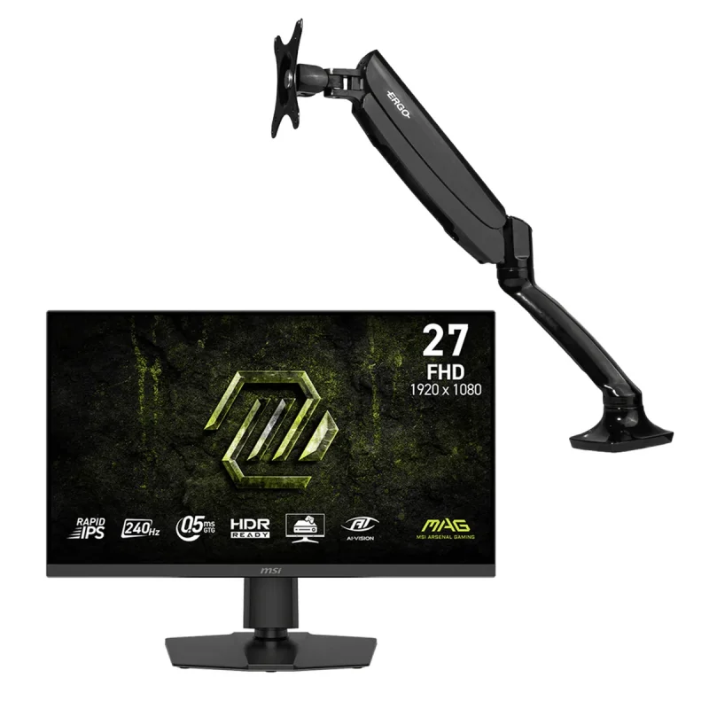 مانیتور گیمینگ 27 اینچ ام اس آی مدل MAG 272PF X24 با وضوح Full HD پنل Rapid IPS و نرخ به روزرسانی 240 هرتز به همراه پایه نگهدارنده مانیتور ارگو مدل WLA001