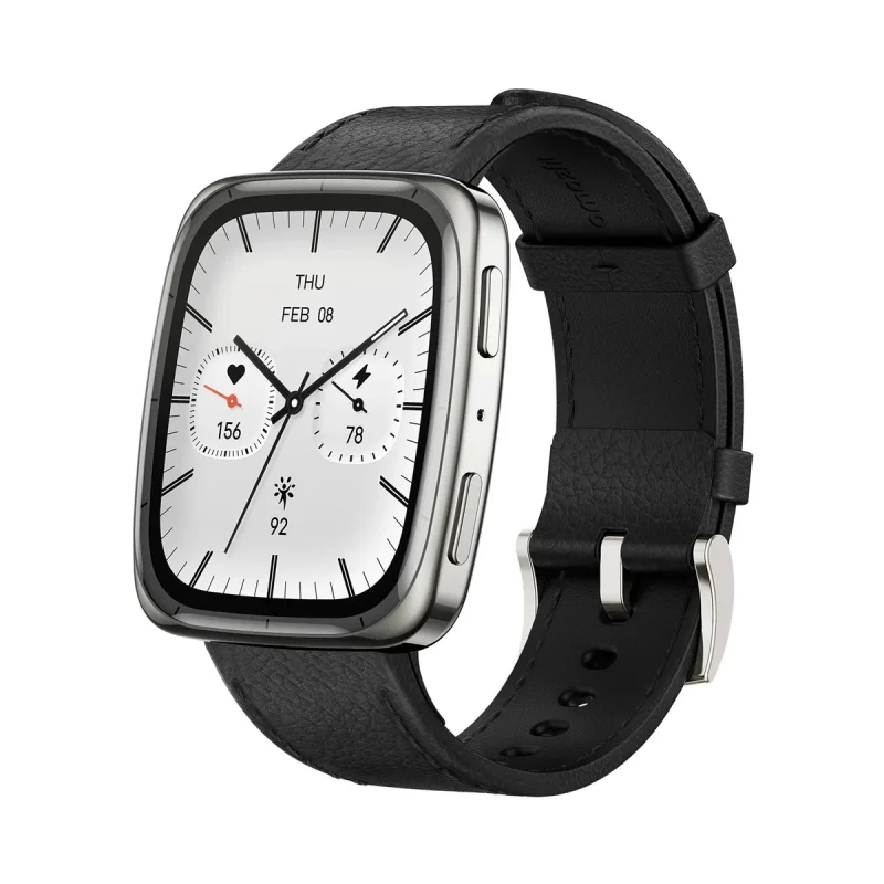 ساعت هوشمند 43 میلی متری امیزفیت مدل Active 2 Square با بند چرمی