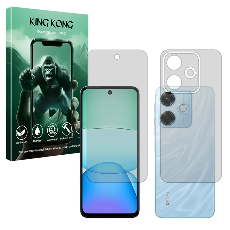 محافظ صفحه نمایش شفاف کینگ کونگ مدل Tough مناسب برای گوشی موبایل شیائومی Redmi 13x به همراه محافظ پشت گوشی