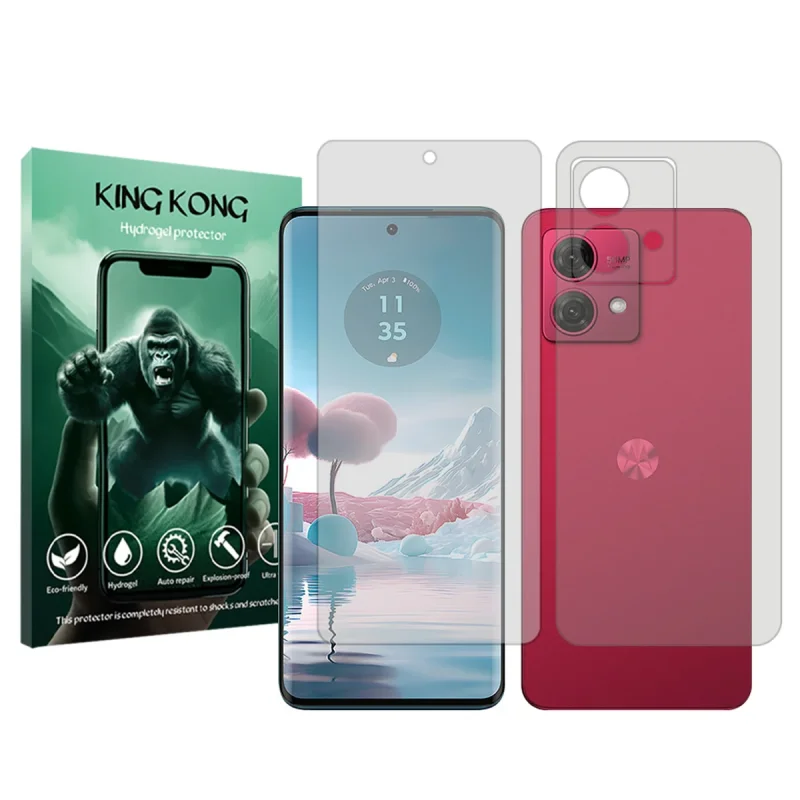 محافظ صفحه نمایش شفاف کینگ کونگ مدل Tough مناسب برای گوشی موبایل موتورولا Moto G84 به همراه محافظ پشت گوشی