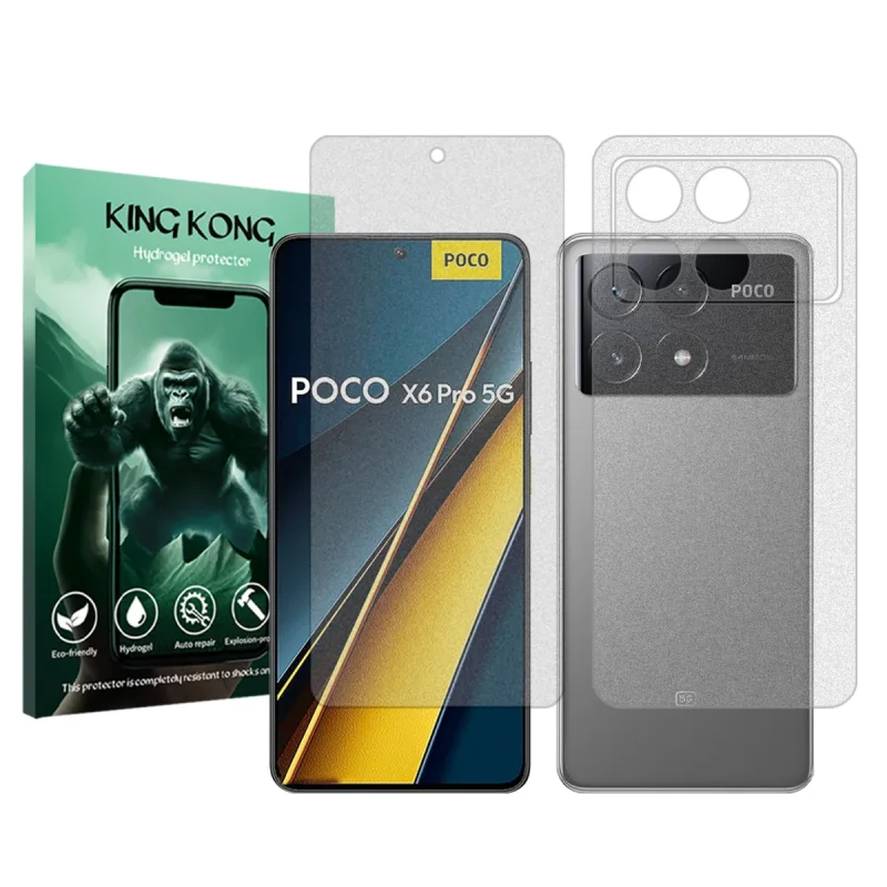 محافظ صفحه نمایش مات کینگ کونگ مدل Tough مناسب برای گوشی موبایل شیائومی Poco X6 Pro به همراه محافظ پشت گوشی