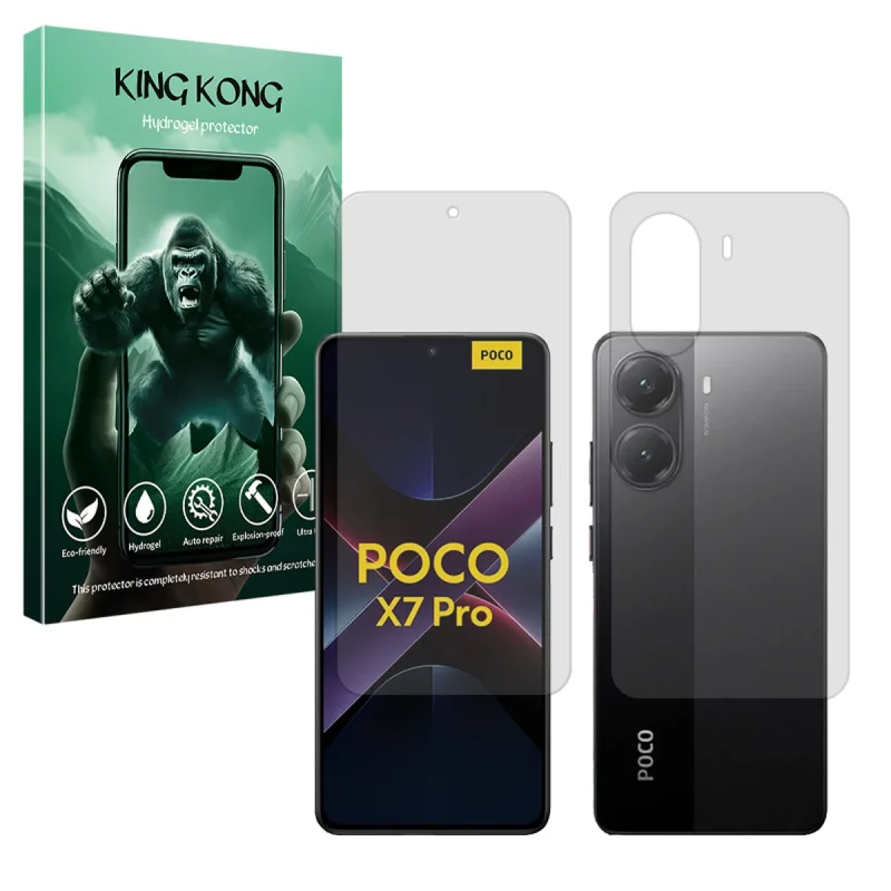 محافظ صفحه نمایش مات کینگ کونگ مدل Tough مناسب برای گوشی موبایل شیائومی Poco X7 Pro به همراه محافظ پشت گوشی
