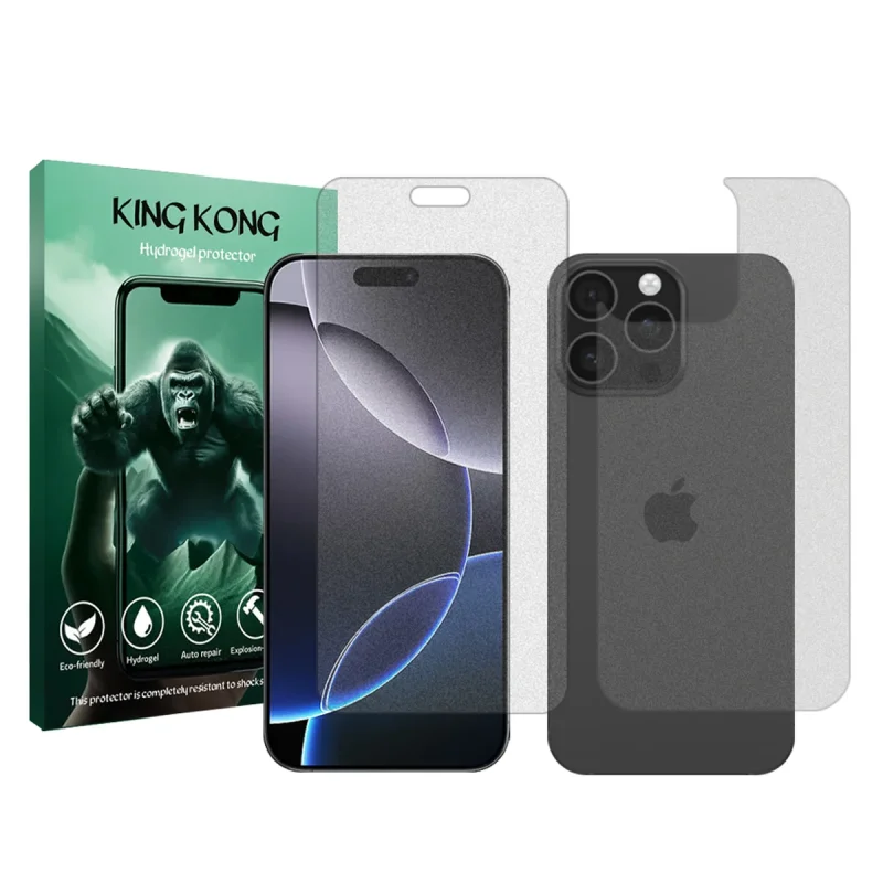 محافظ صفحه نمایش مات کینگ کونگ مدل Tough مناسب برای گوشی موبایل اپل iPhone 16 Pro Max به همراه محافظ پشت گوشی