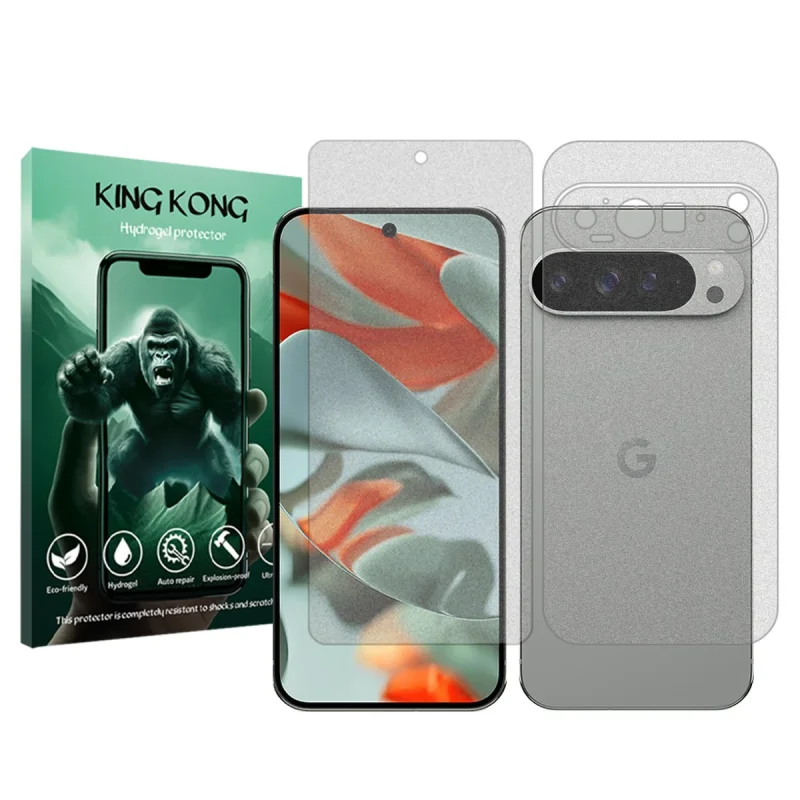 محافظ صفحه نمایش مات کینگ کونگ مدل Tough مناسب برای گوشی موبایل گوگل Pixel 9 Pro XL به همراه محافظ پشت گوشی