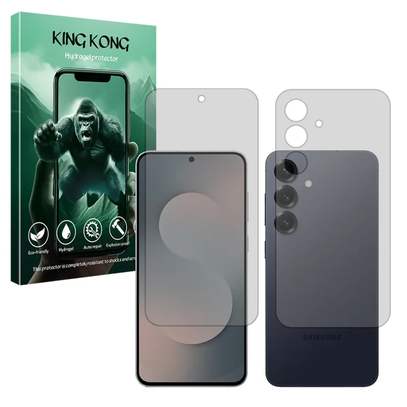 محافظ صفحه نمایش شفاف کینگ کونگ مدل Tough مناسب برای گوشی موبایل سامسونگ Galaxy S25 FE به همراه محافظ پشت گوشی