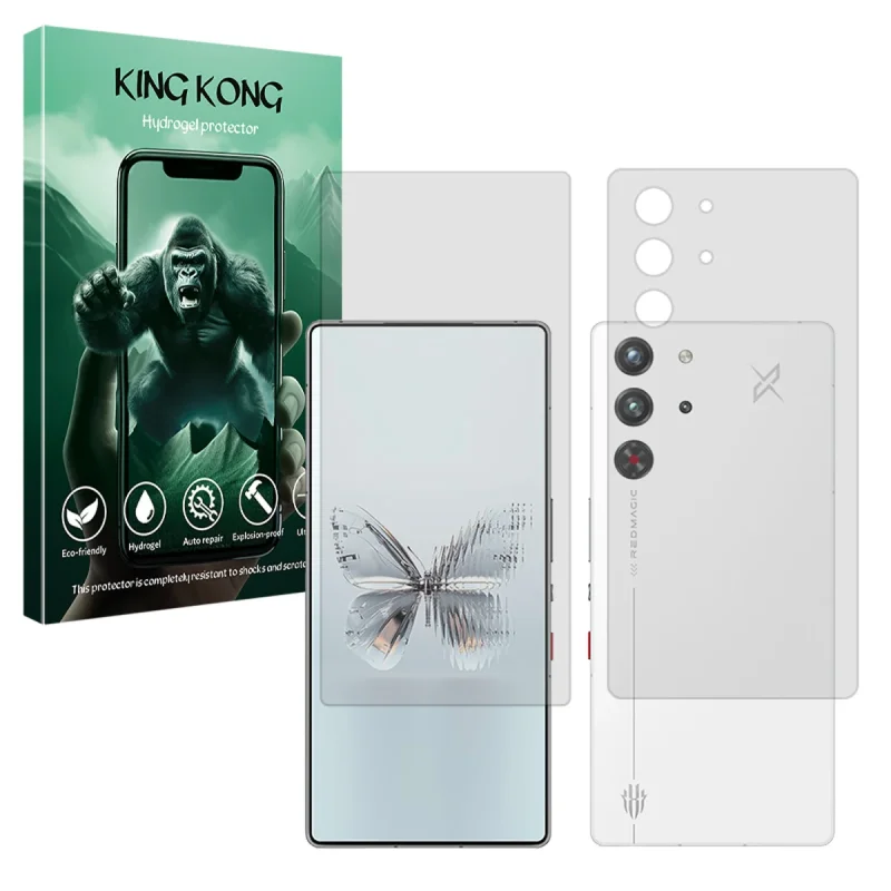 محافظ صفحه نمایش شفاف کینگ کونگ مدل Tough مناسب برای گوشی موبایل زد تی ای nubia RedMagic 10 Pro به همراه محافظ پشت گوشی