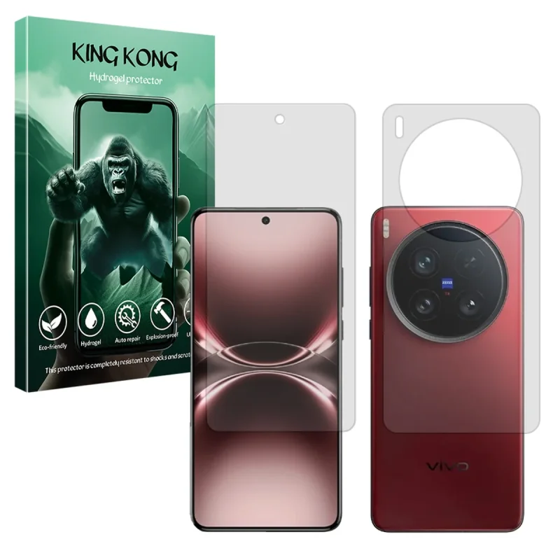 محافظ صفحه نمایش شفاف کینگ کونگ مدل Tough مناسب برای گوشی موبایل ویوو X200 Ultra به همراه محافظ پشت گوشی