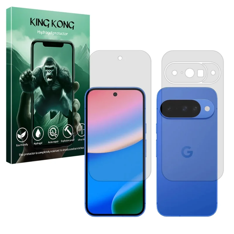 محافظ صفحه نمایش شفاف کینگ کونگ مدل Tough مناسب برای گوشی موبایل گوگل Pixel 10 به همراه محافظ پشت گوشی