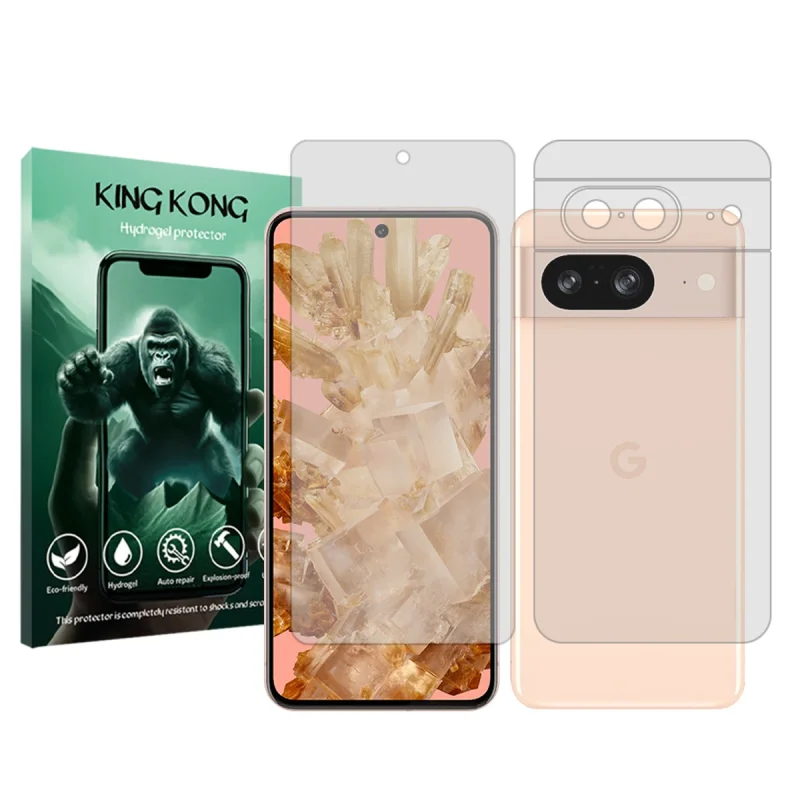 محافظ صفحه نمایش شفاف کینگ کونگ مدل Tough مناسب برای گوشی موبایل گوگل Pixel 8  به همراه محافظ پشت گوشی