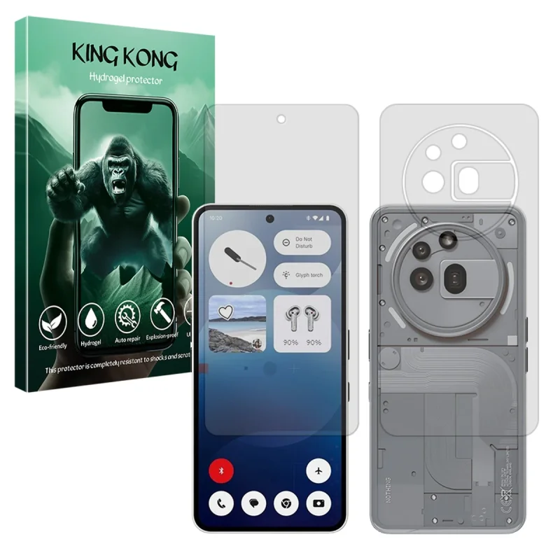 محافظ صفحه نمایش شفاف کینگ کونگ مدل Tough مناسب برای گوشی موبایل ناتینگ Phone 3a Pro به همراه محافظ پشت گوشی