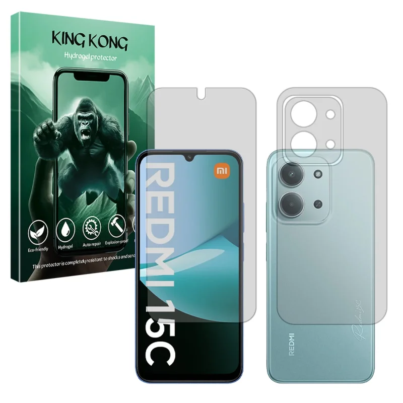 محافظ صفحه نمایش مات کینگ کونگ مدل Tough مناسب برای گوشی موبایل شیائومی Redmi 15C به همراه محافظ پشت گوشی