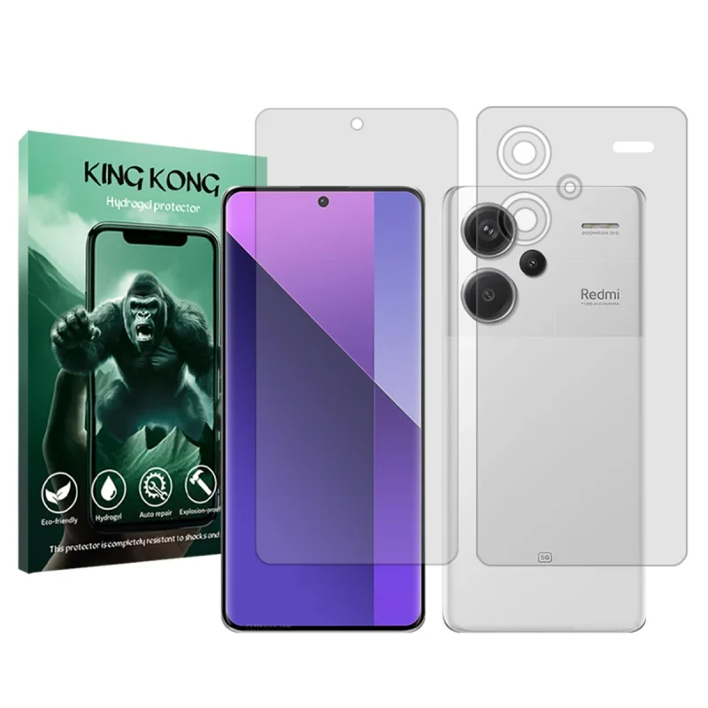 محافظ صفحه نمایش شفاف کینگ کونگ مدل Tough مناسب برای گوشی موبایل شیائومی Redmi Note 13 Pro Plus به همراه محافظ پشت گوشی