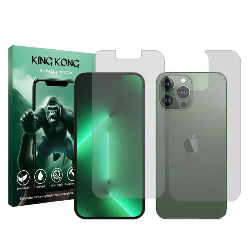 محافظ صفحه نمایش شفاف کینگ کونگ مدل Tough مناسب برای گوشی موبایل اپل iPhone 13 Pro Max به همراه محافظ پشت گوشی