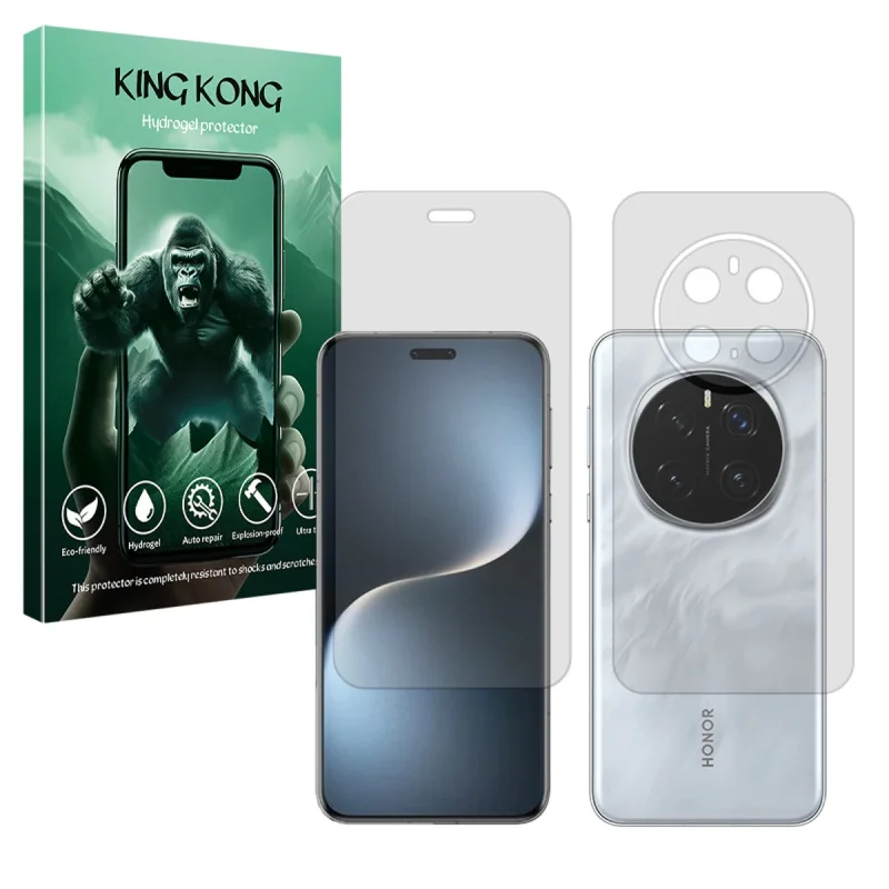 محافظ صفحه نمایش شفاف کینگ کونگ مدل Tough مناسب برای گوشی موبایل آنر Magic7 Pro به همراه محافظ پشت گوشی