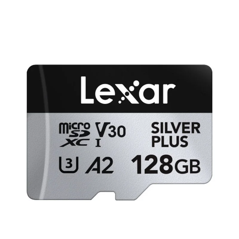 کارت حافظه microSDXC لکسار مدل SILVER PLUS کلاس A2 استاندارد UHS-U3 سرعت 205MBps ظرفیت 128 گیگابایت به همراه آداپتور SD