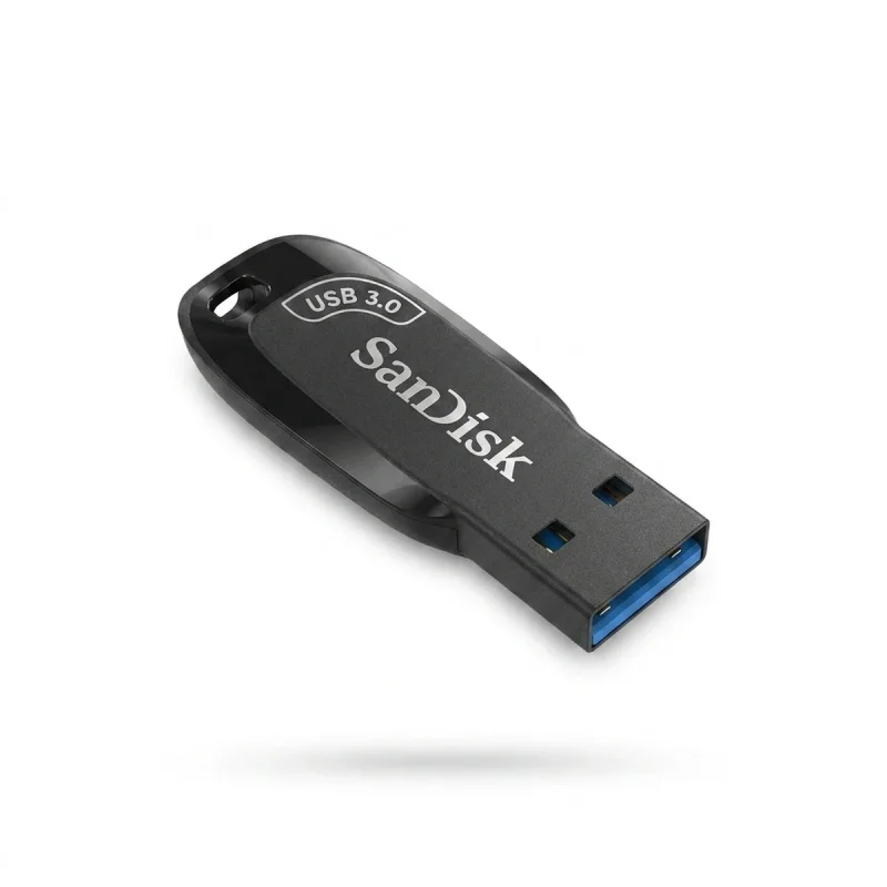 فلش مموری 64 گیگابایت سن دیسک مدل ULTRA SHIFT CZ410 با رابط USB 3.1، سرعت خواندن 100 مگابایت بر ثانیه، نرم‌افزار امنیتی SanDisk SecureAccess و بازیابی فایل RESCUEPRO Deluxe، مناسب ضبط خودرو و تلویزیون