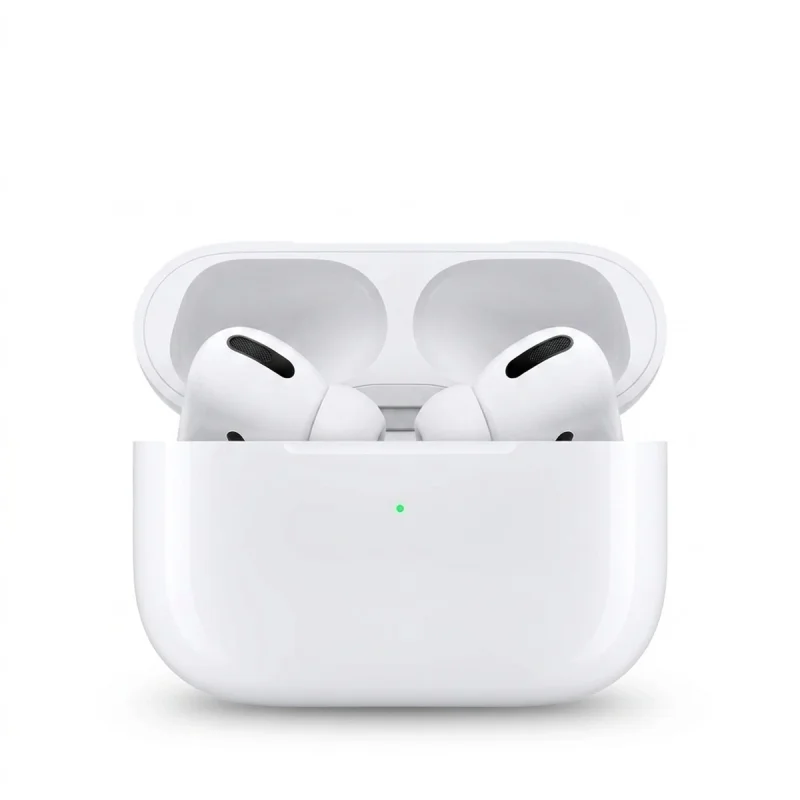 هدفون بلوتوثی اپل مدل AirPods Pro 2nd Generation با نویز کنسلینگ فعال (ANC)، نویز کنسلینگ میکروفون (ENC)، درگاه شارژ USB Type-C، با قابلیت شارژ بی‌سیم، دارای میکروفون دوگانه از نوع Beamforming، مقاومت در برابر رطوبت و عرق