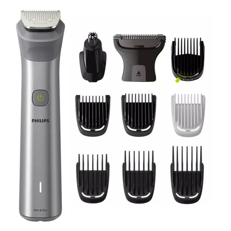 ماشین اصلاح موی سر و صورت فیلیپس مدل MG5930 با تیغه استیل خودتیزشونده، ضد آب، باتری قابل شارژ با 120 دقیقه زمان استفاده، تکنولوژی تنظیم سرعت هوشمند، سری اصلاح بدن و موزن گوش و بینی
