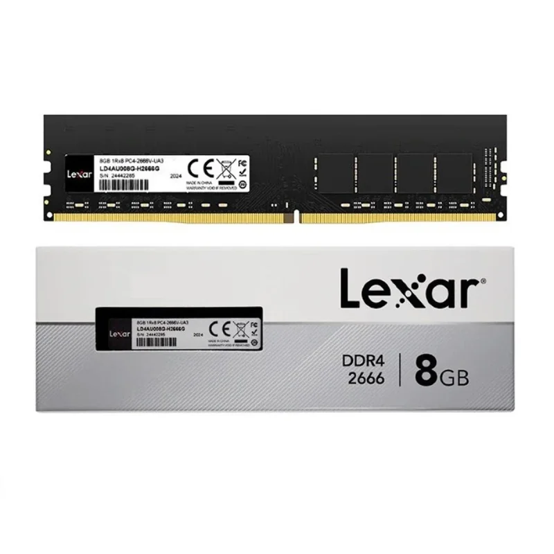 رم کامپیوتر لکسار DDR4، ظرفیت 8 گیگابایت تک کاناله مدل LD4AU08G UDIMM با فرکانس 2666 مگاهرتز و تایمینگ CL19