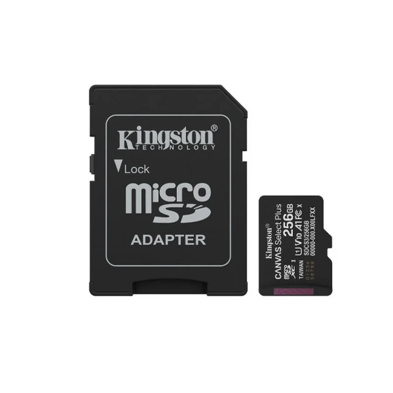 کارت حافظه microSDXC کینگستون مدل CANVAS SELECT PLUS کلاس A1 استاندارد UHS-U1 سرعت 150MBps ظرفیت 256 گیگابایت به همراه آداپتور SD