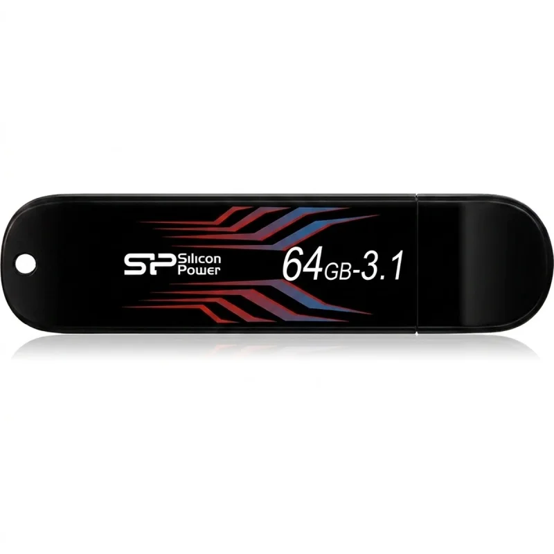 فلش مموری 64 گیگابایت سیلیکون پاور مدل Blaze B10 با رابط USB 3.1، نشانگر LED و خطوط بدنه حساس به دما