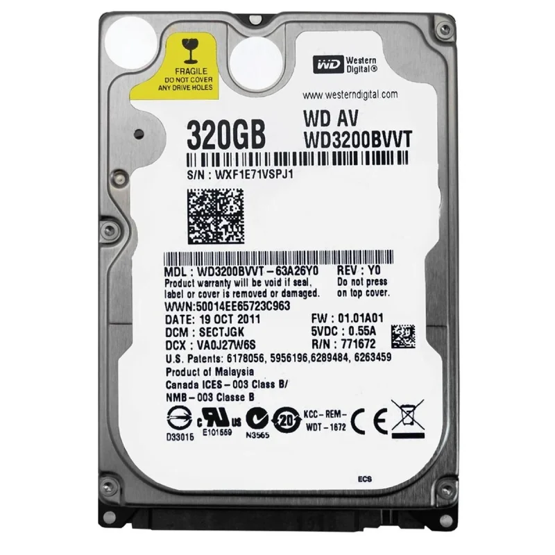 هارددیسک اینترنال وسترن دیجیتال مدل WD3200BVVT-63a26y0 ظرفیت 320 گیگابایت