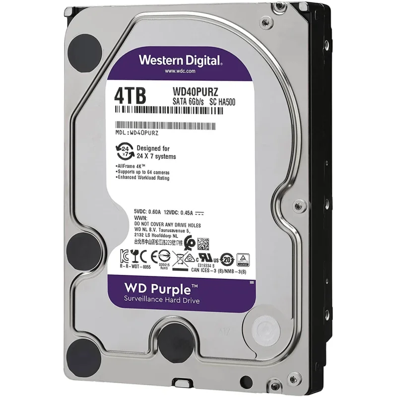 هارد دیسک اینترنال وسترن دیجیتال مدل purple wd40Purz ظرفیت ۴ ترابایت