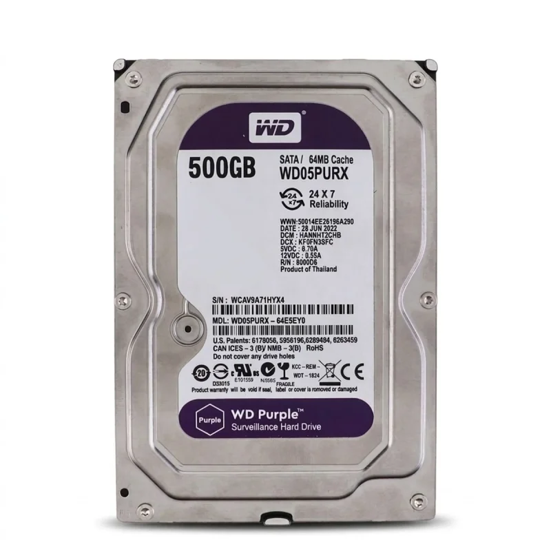 هارد دیسک اینترنال وسترن دیجیتال با رابط SATA مدل WD05PURZ ظرفیت 500 گیگابایت